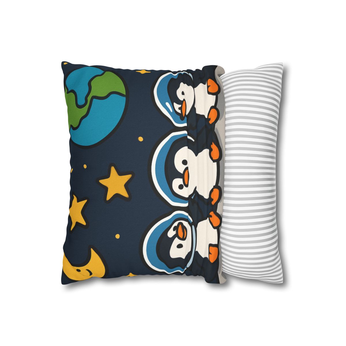 Stargazing Penguins On The Moon designer print pillow cases