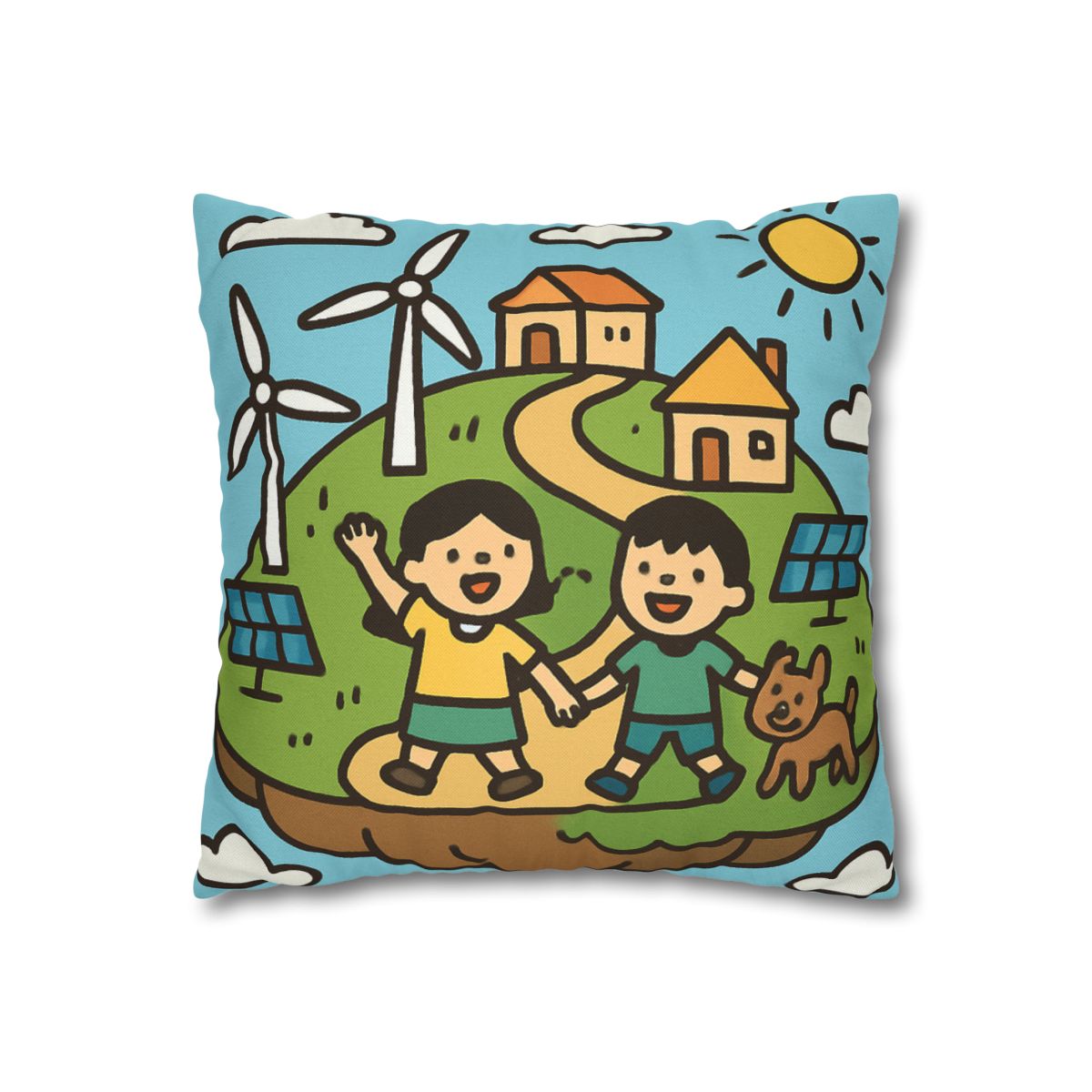 Floating Eco City Sky Island soft cotton pillow cases