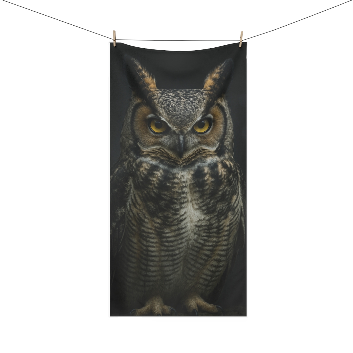 Lunar Stillness Great Horned Owl comfortable face towels