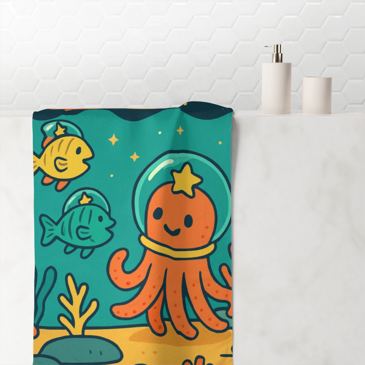 Coral Comets Under The Cosmic Sea unique gift towels