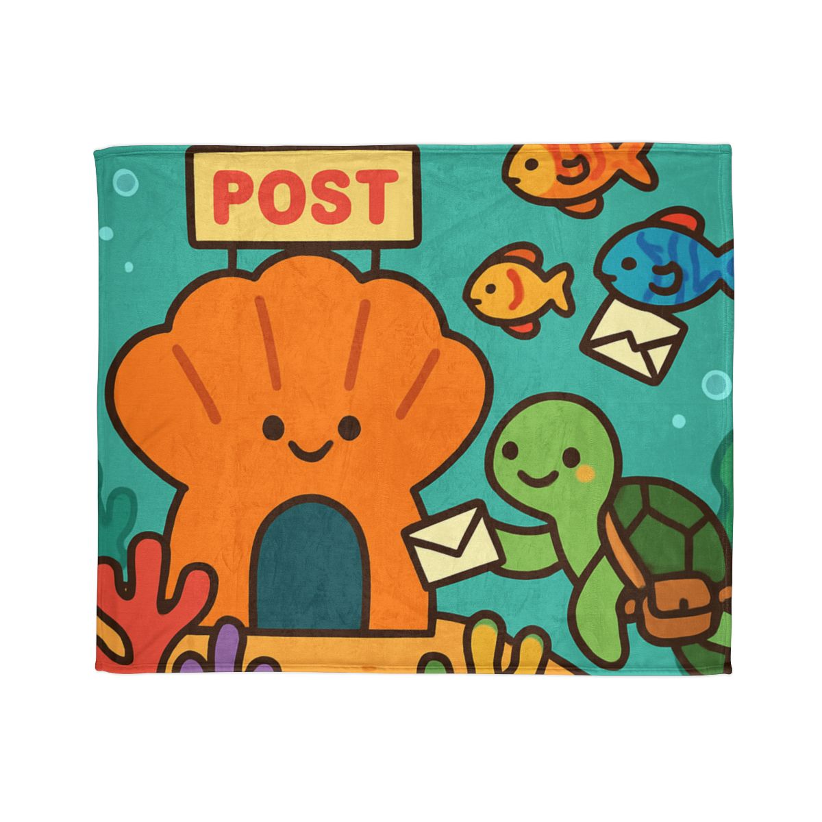 Coral Reef Post Office With Turtle Mail Carrier unique gift blanketscustom blankets