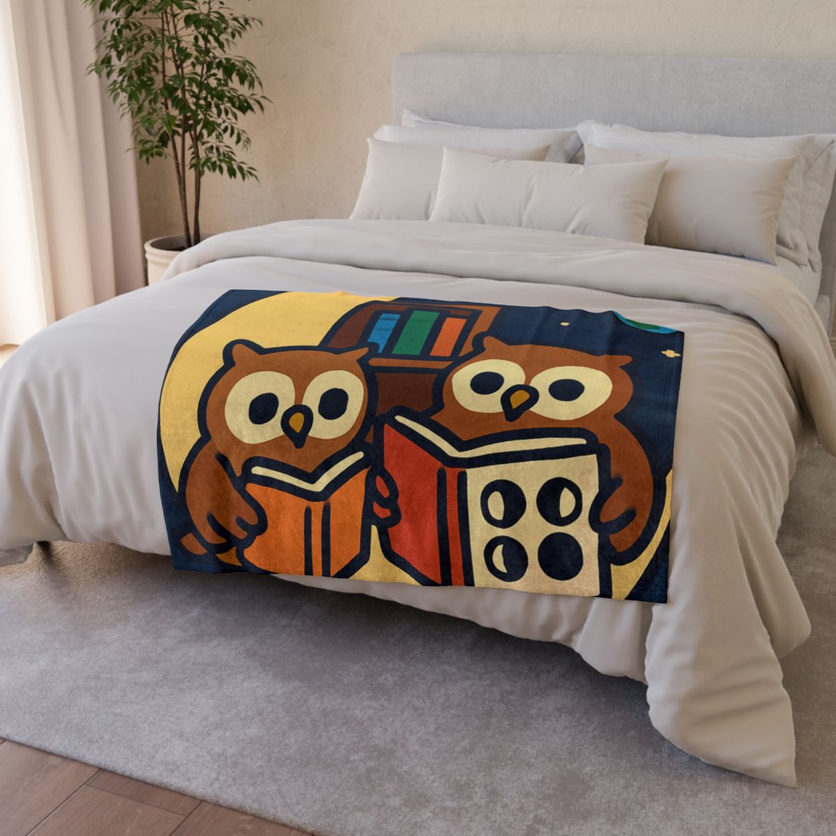 Lunar Library Owls soft fleece blankets