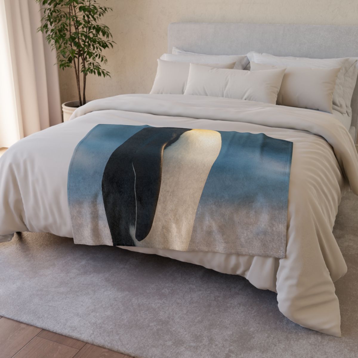 Silver Horizon Emperor Penguin designer printed blankets