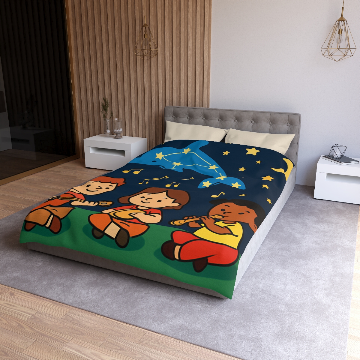 Starlight Orchestra Of The Dolphin Constellation unique patterned duvets