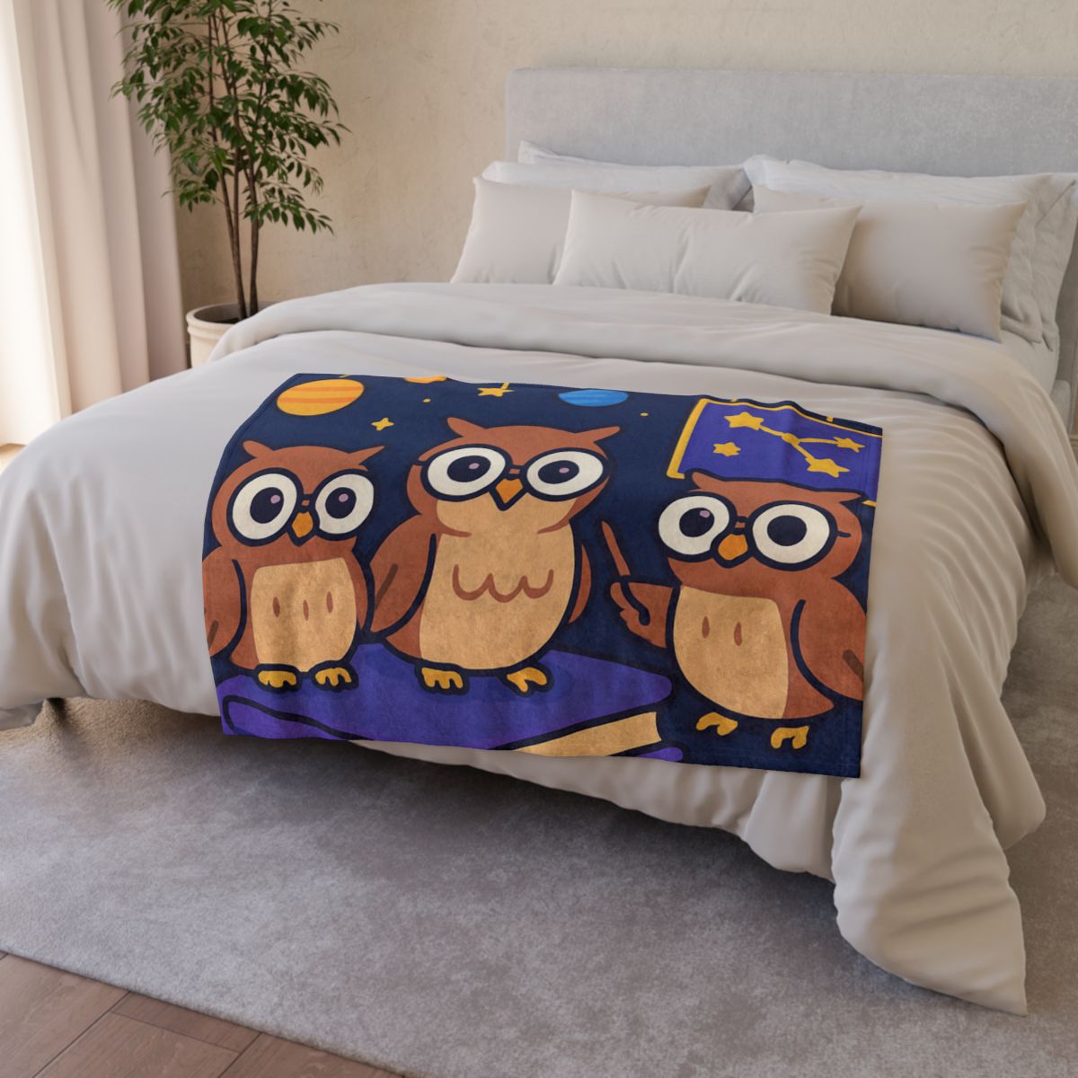 Galaxy Library Of The Wise Owls warm winter blankets