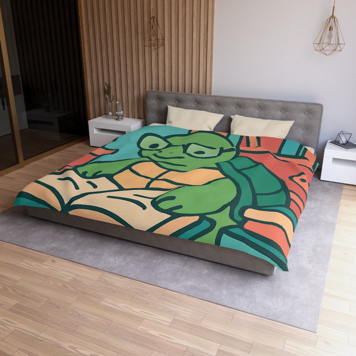 Underwater Library With Bookish Turtle designer printed duvets