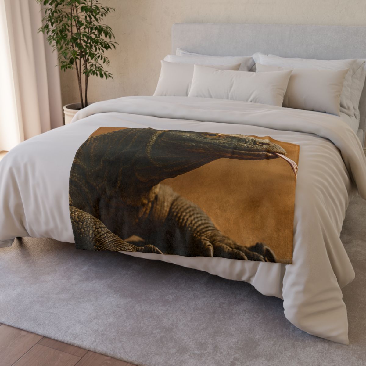 Ancient Sentinel Komodo Dragon stylish throw blankets
