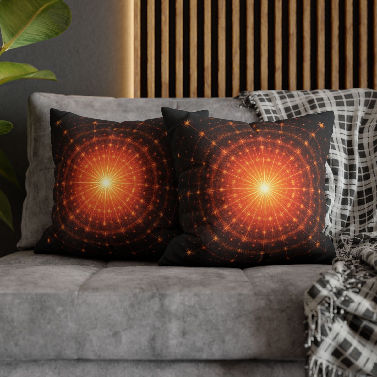 Photon Burst Mandala soft cotton pillow cases