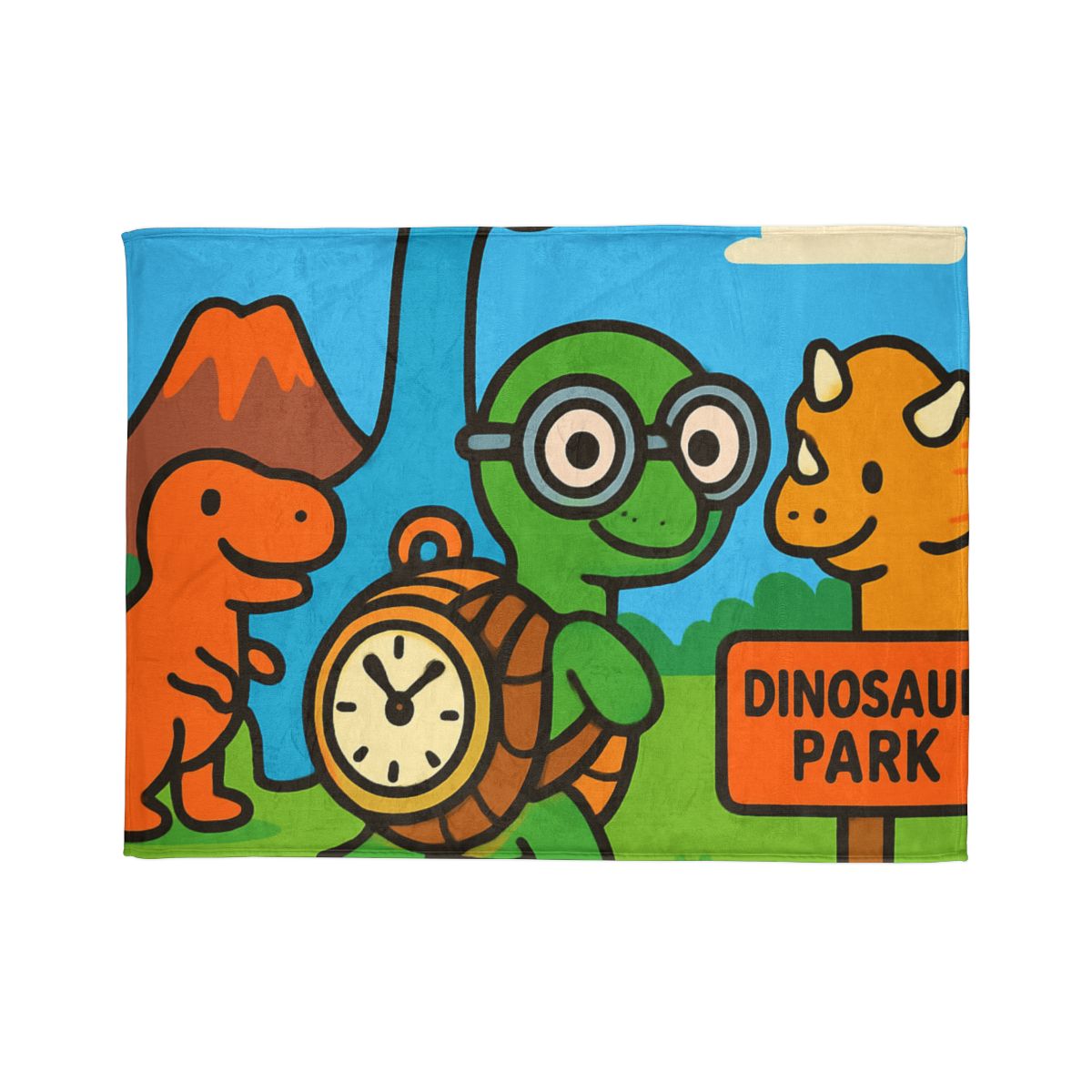 Time Traveling Turtle At The Dino Park designer printed blankets