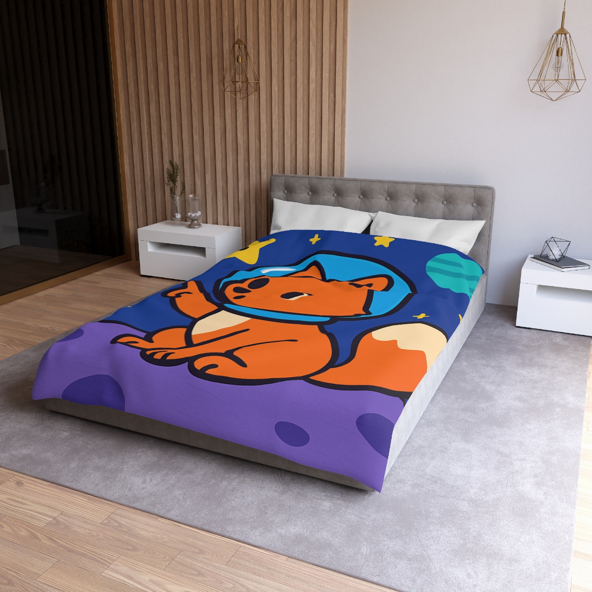 Stargazing Space Fox stylish duvet covers