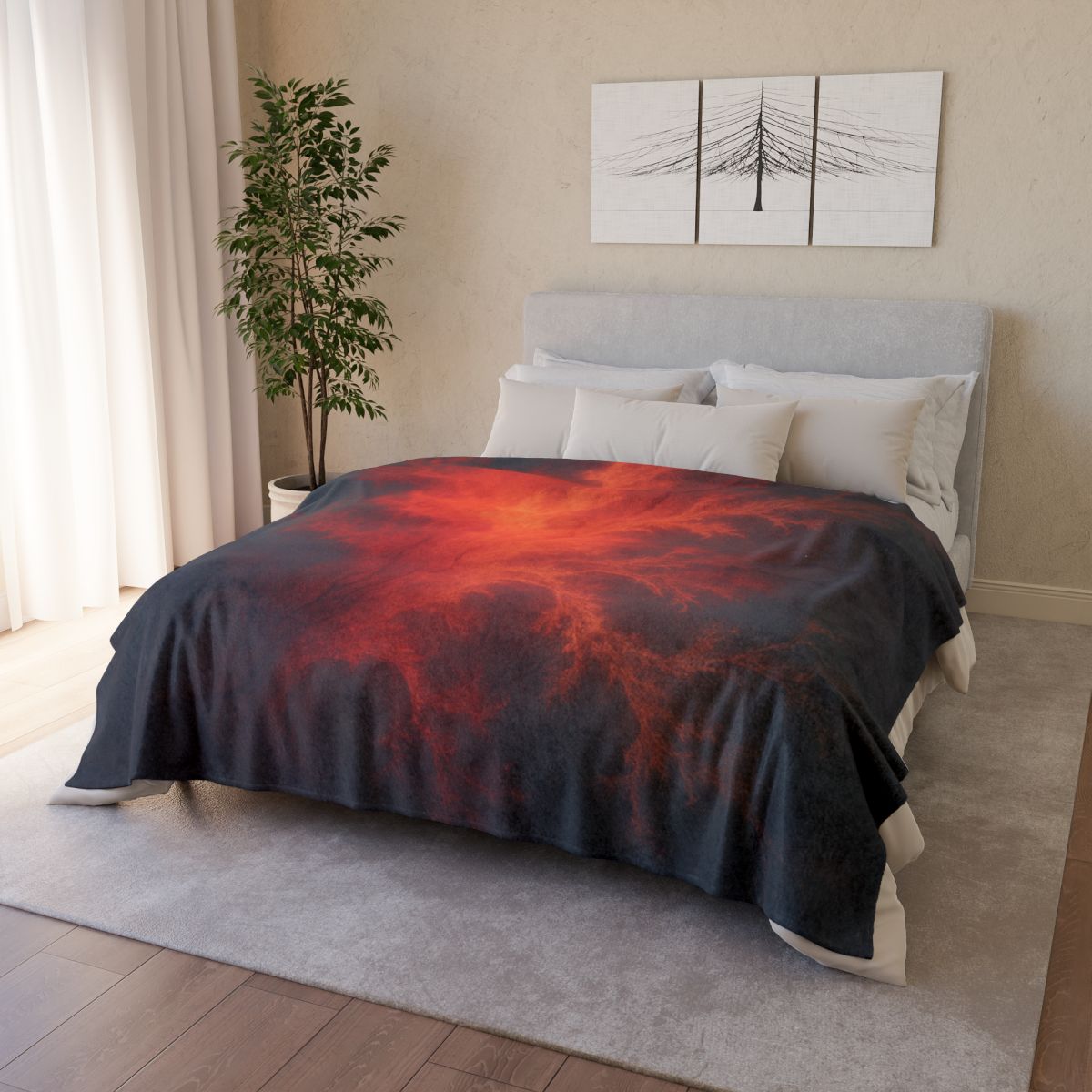 Fractal Nebula Tidal Bloom stylish throw blankets