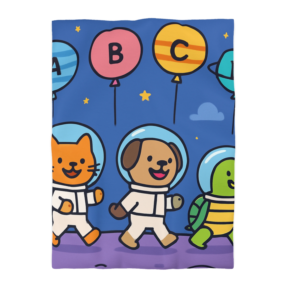 Planet Parade Of The Animal Astronauts designer printed duvets