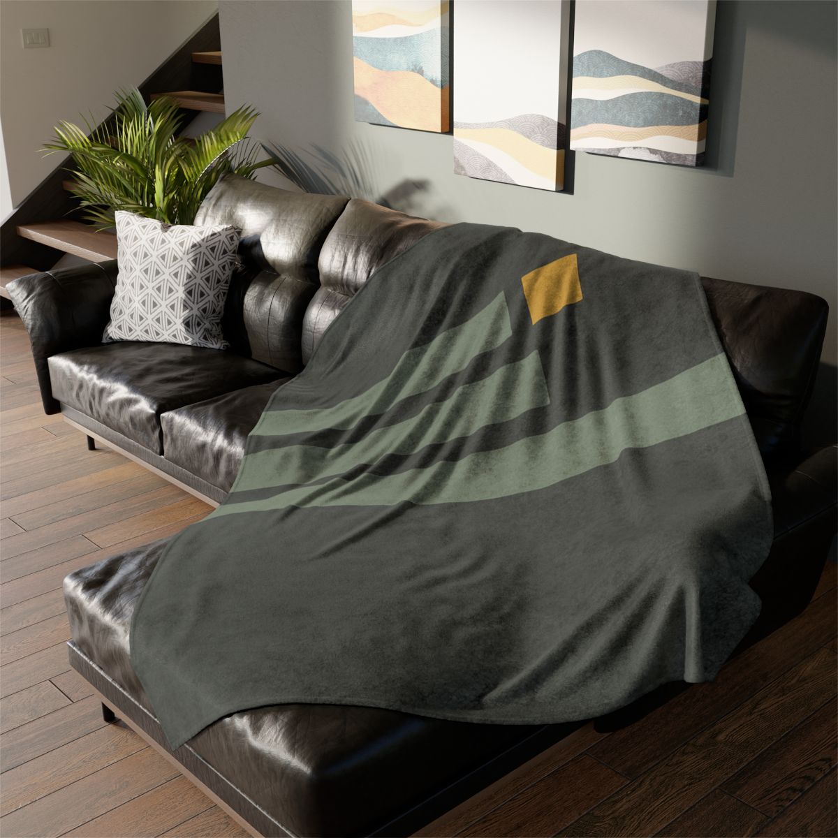 Offset Trio Of Vertical Bars soft fleece blankets
