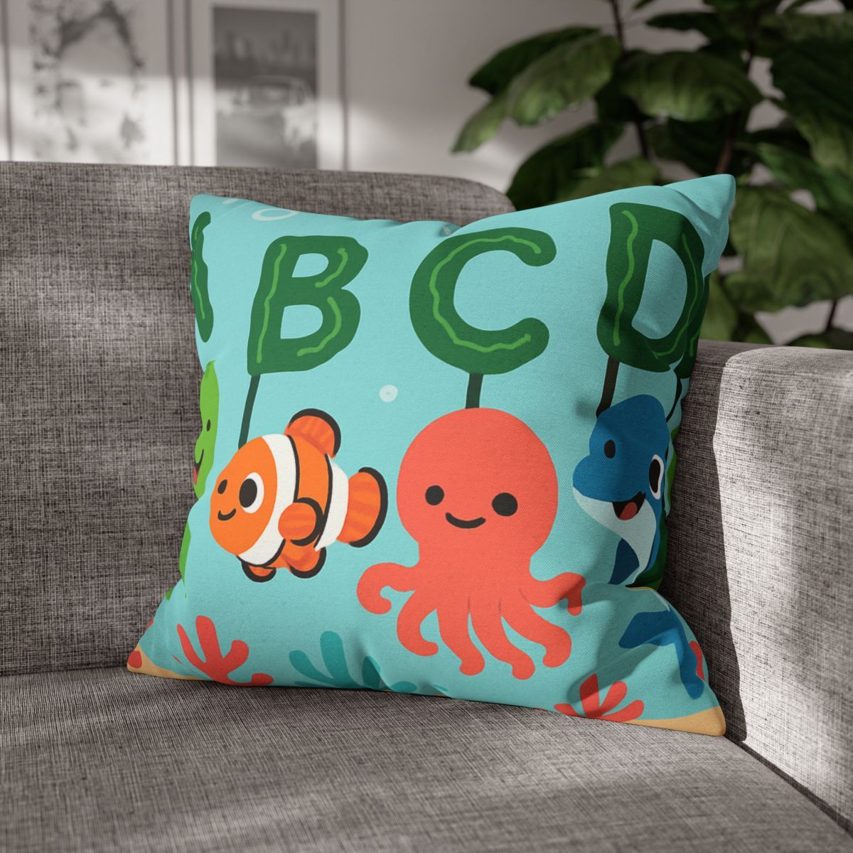 Coral Reef Alphabet Parade soft cotton pillow cases