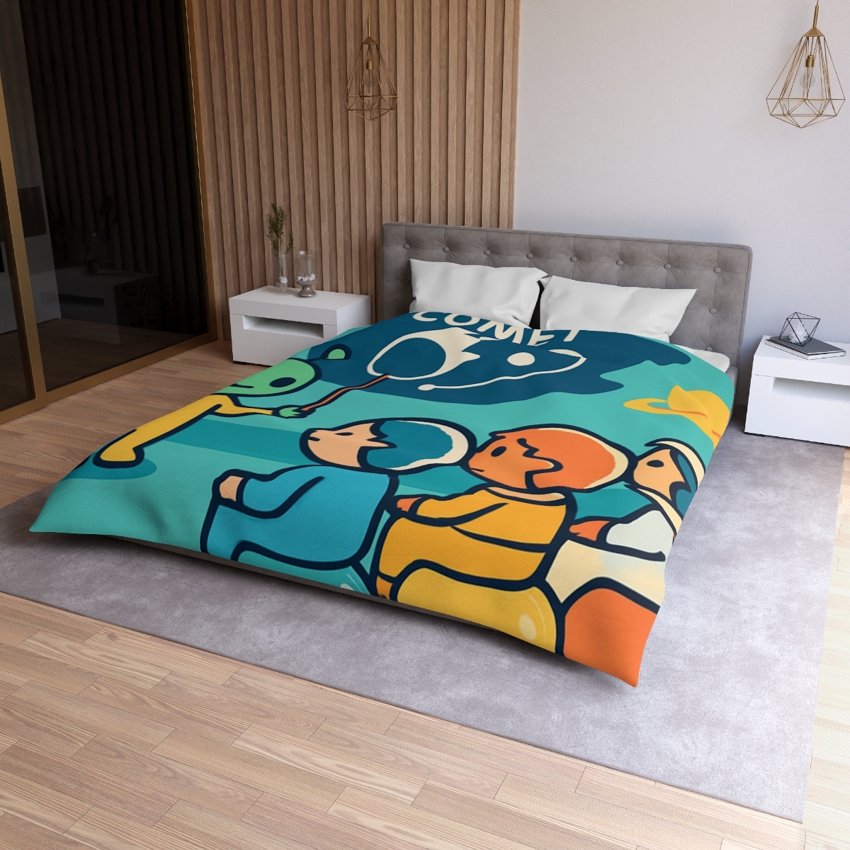 Comet Classroom On A Bubble Planet personalized bedding duvets