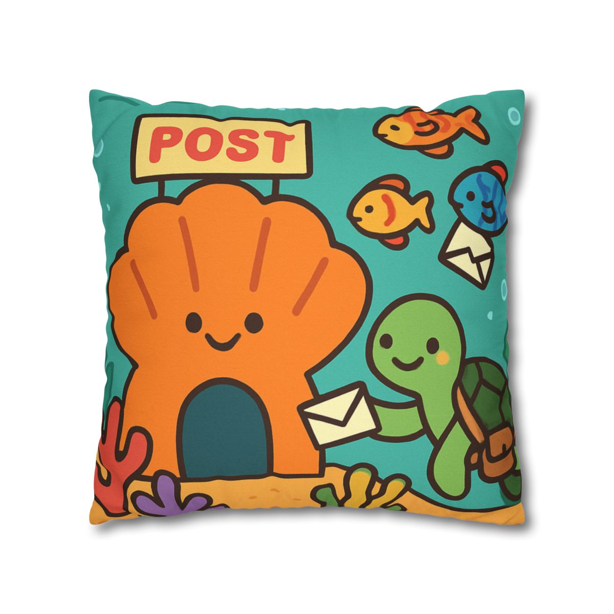 Coral Reef Post Office With Turtle Mail Carrier soft cotton pillow cases