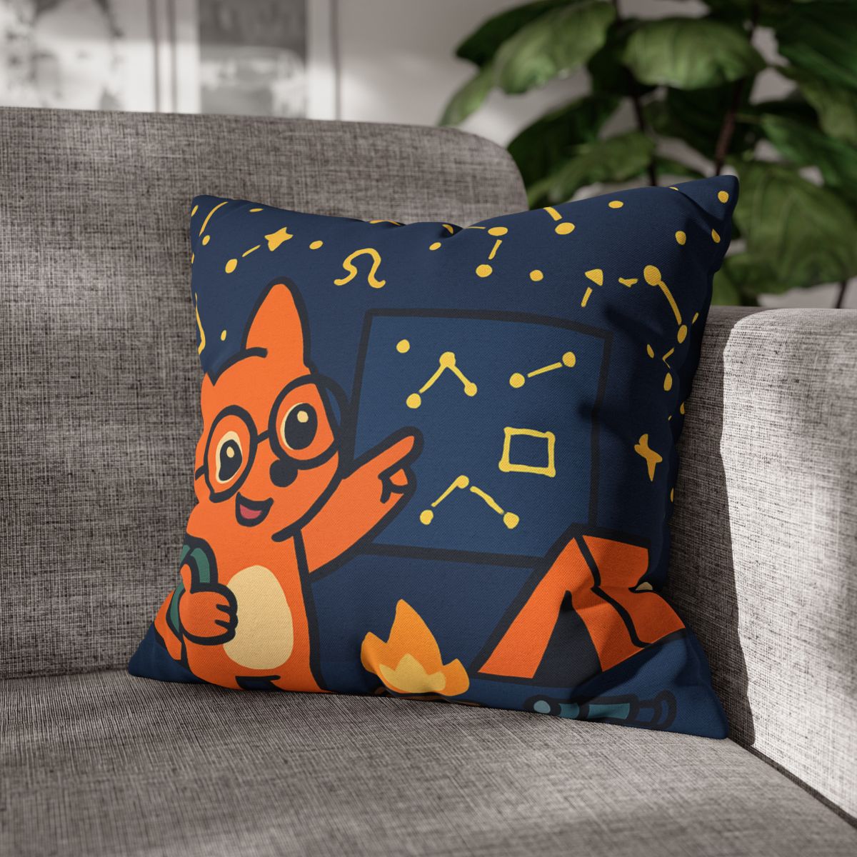 Constellation Camping With Fox Astronomer unique gift pillow cases