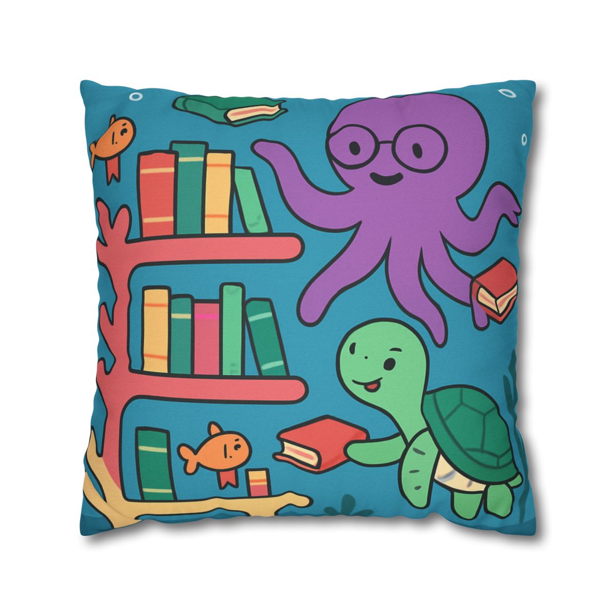 Coral Library And The Octopus Librarian stylish decorative pillowcases