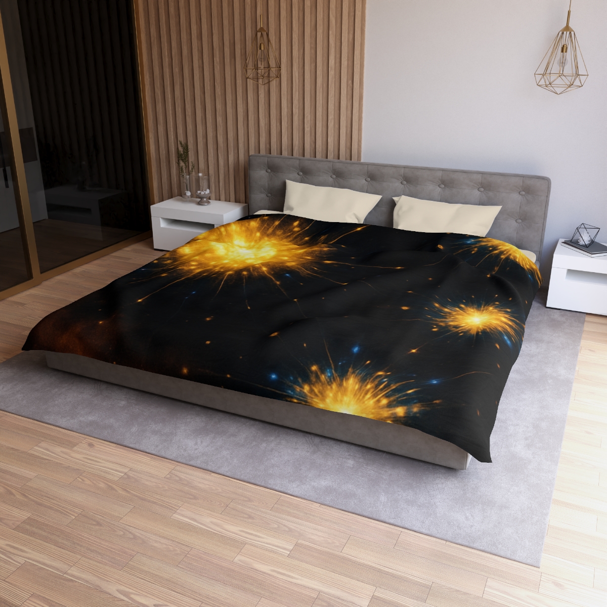 Photon Burst Constellation designer printed duvets