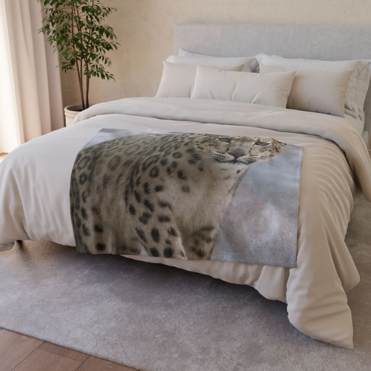 Snow Leopard Silent Ascent personalized cozy blankets