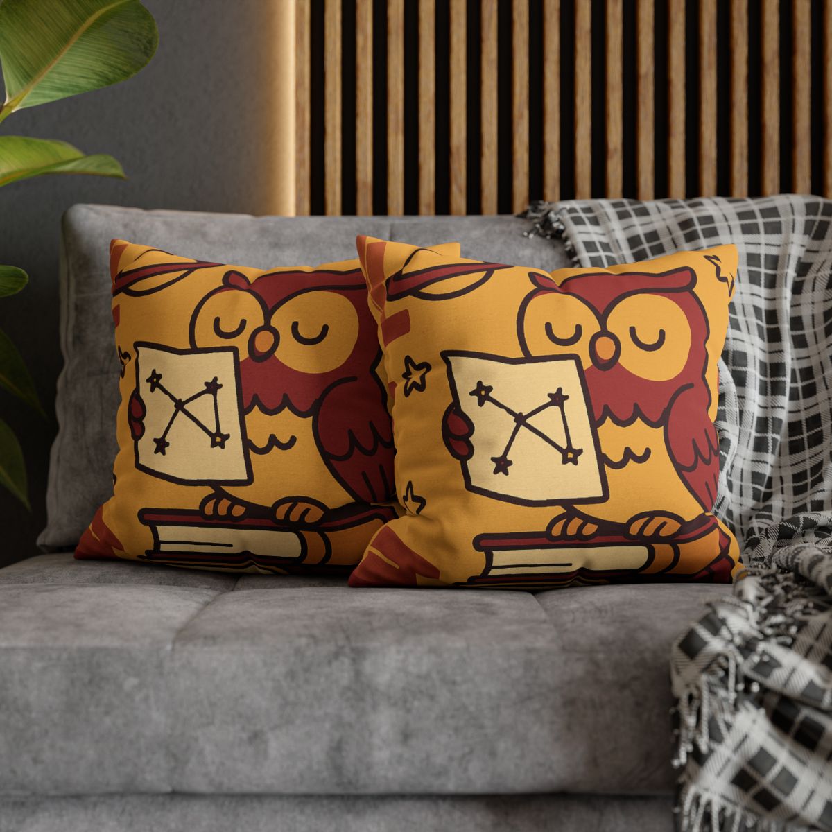 Cosmic Owl Library trendy patterned pillow cases