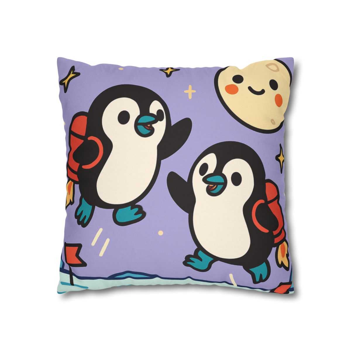 Rocket Penguin Explorers soft cotton pillow cases