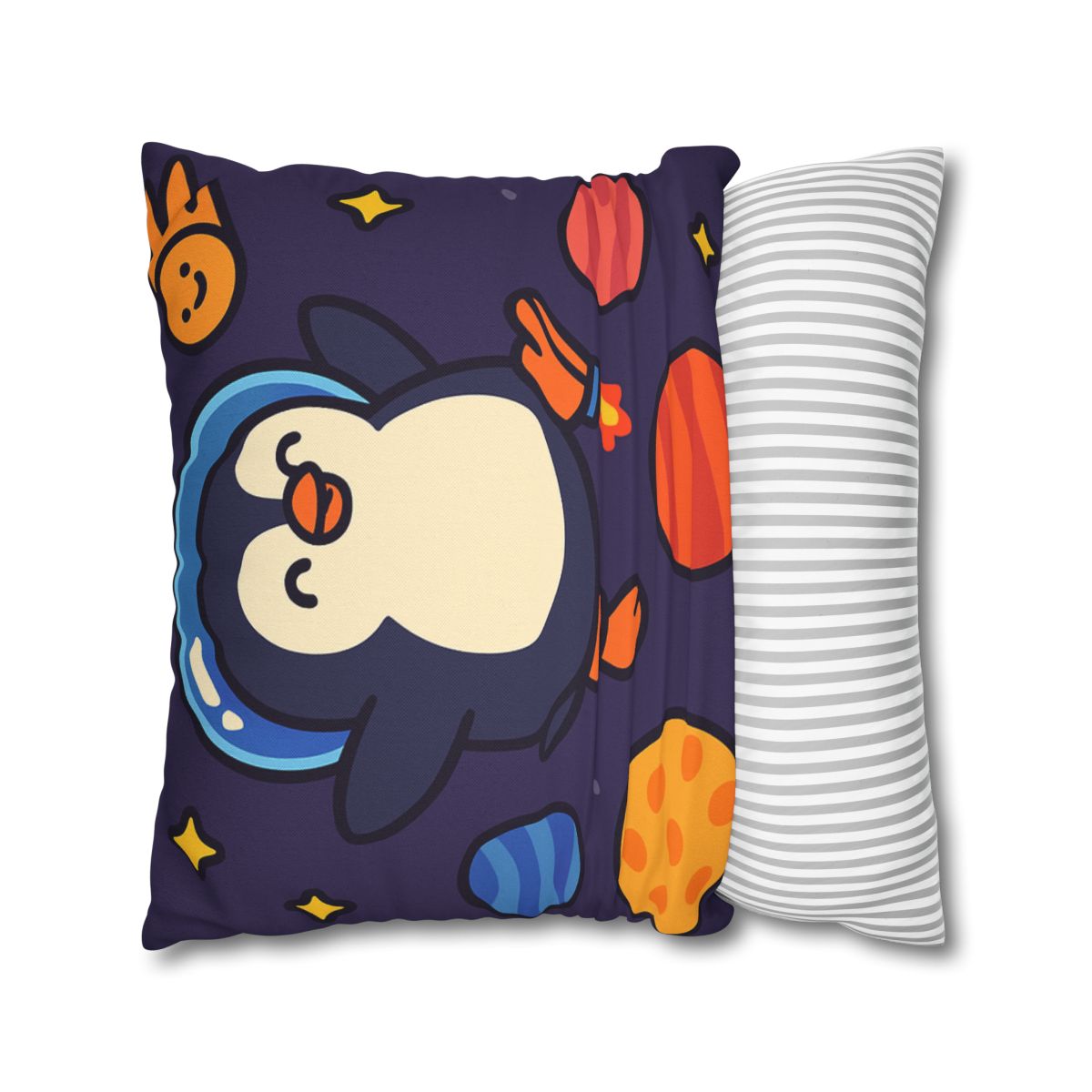 Planet Hopping Penguin Adventure stylish decorative pillowcases