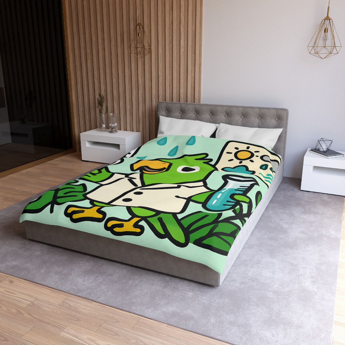 Rainforest Weather Lab With Parrot Scientist unique patterned duvets