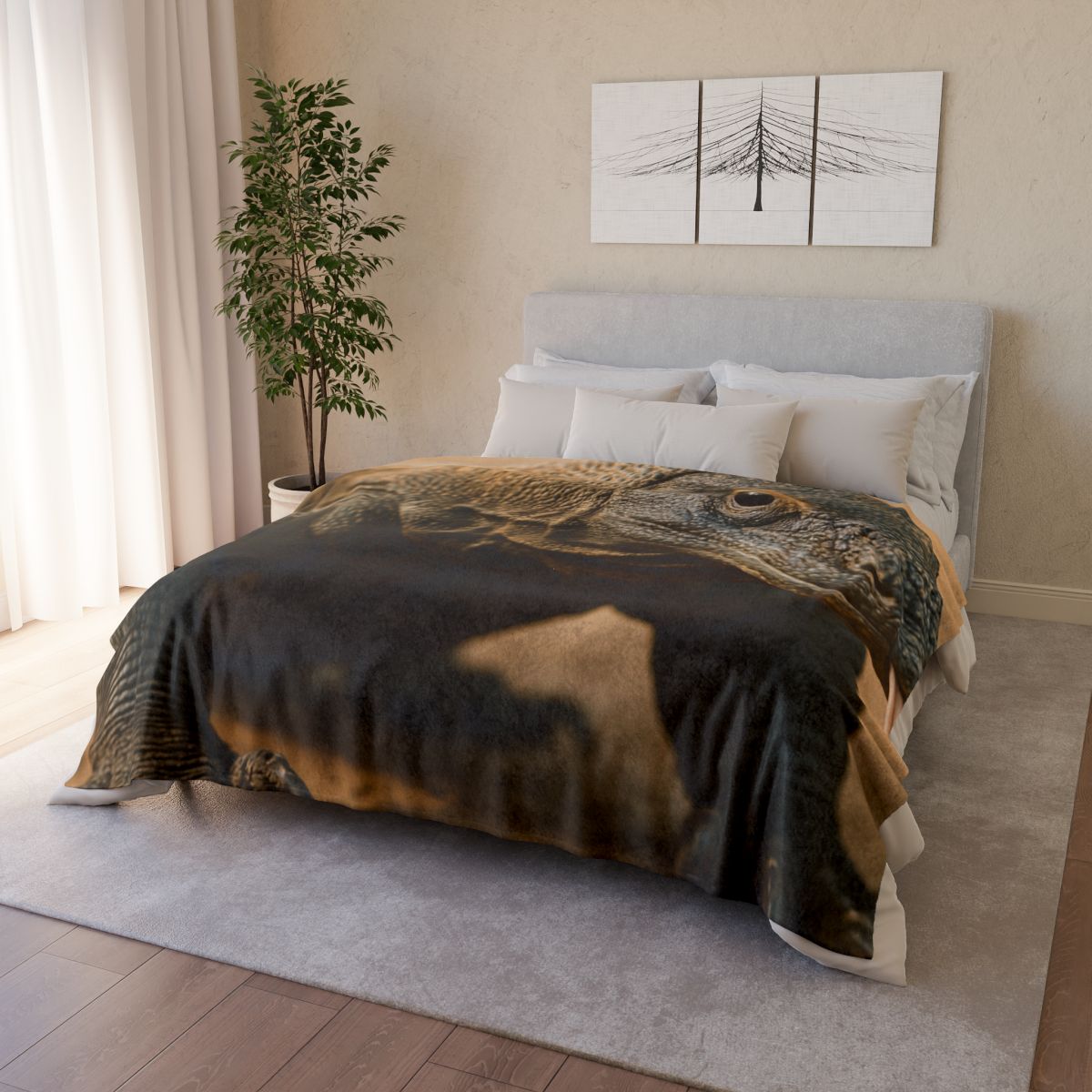 Ancient Sentinel Komodo Dragon custom blankets