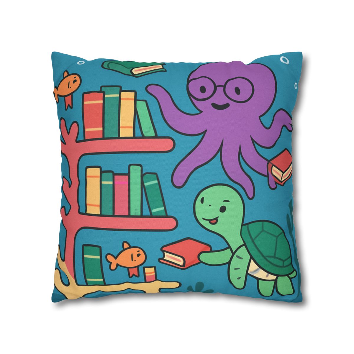 Coral Library And The Octopus Librarian stylish decorative pillowcases