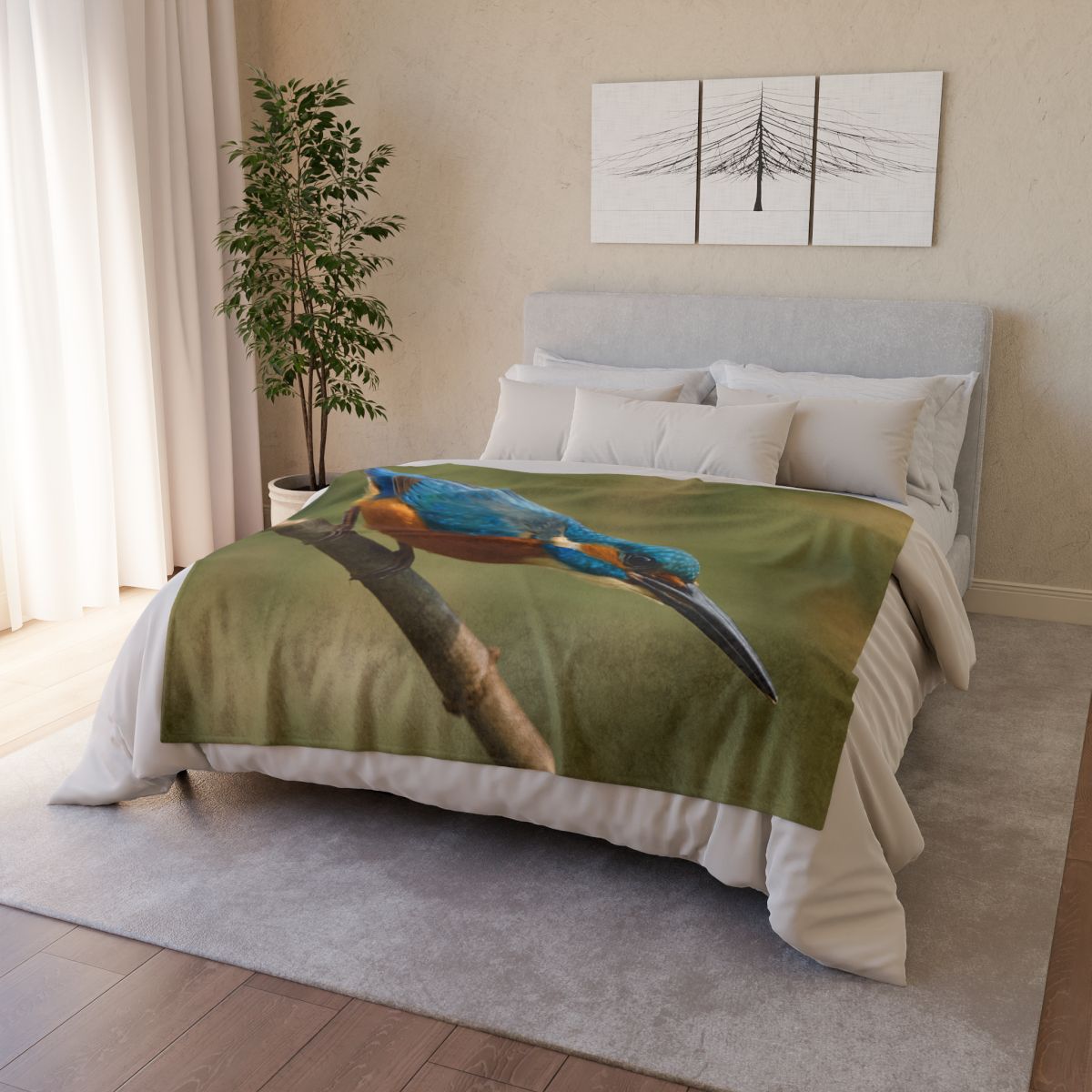 Kingfisher Sapphire Dive soft fleece blankets