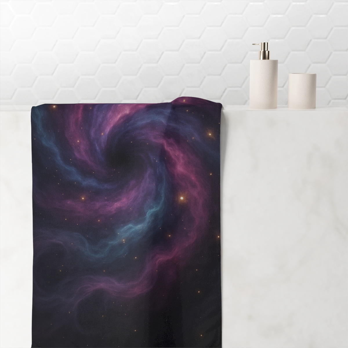 Nebula Spiral Haze designer printed towels