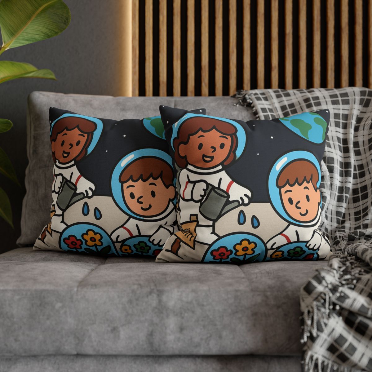 Gravity Garden On The Moon soft cotton pillow cases