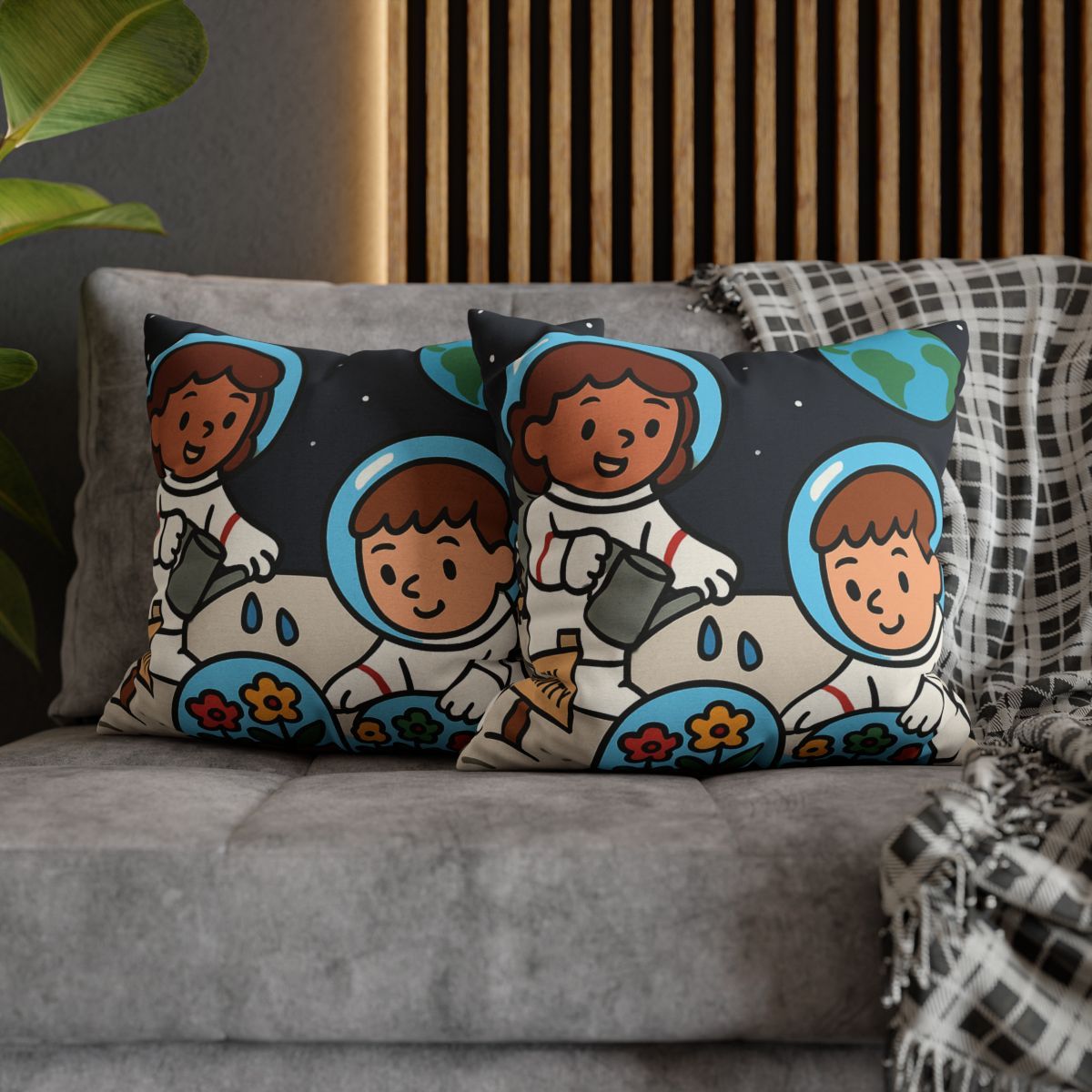 Gravity Garden On The Moon soft cotton pillow cases