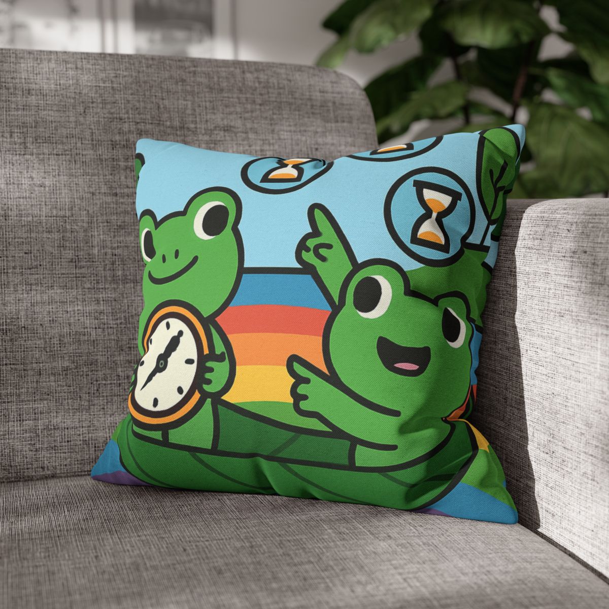 Rainbow River Time Travel Frogs custom pillow cases