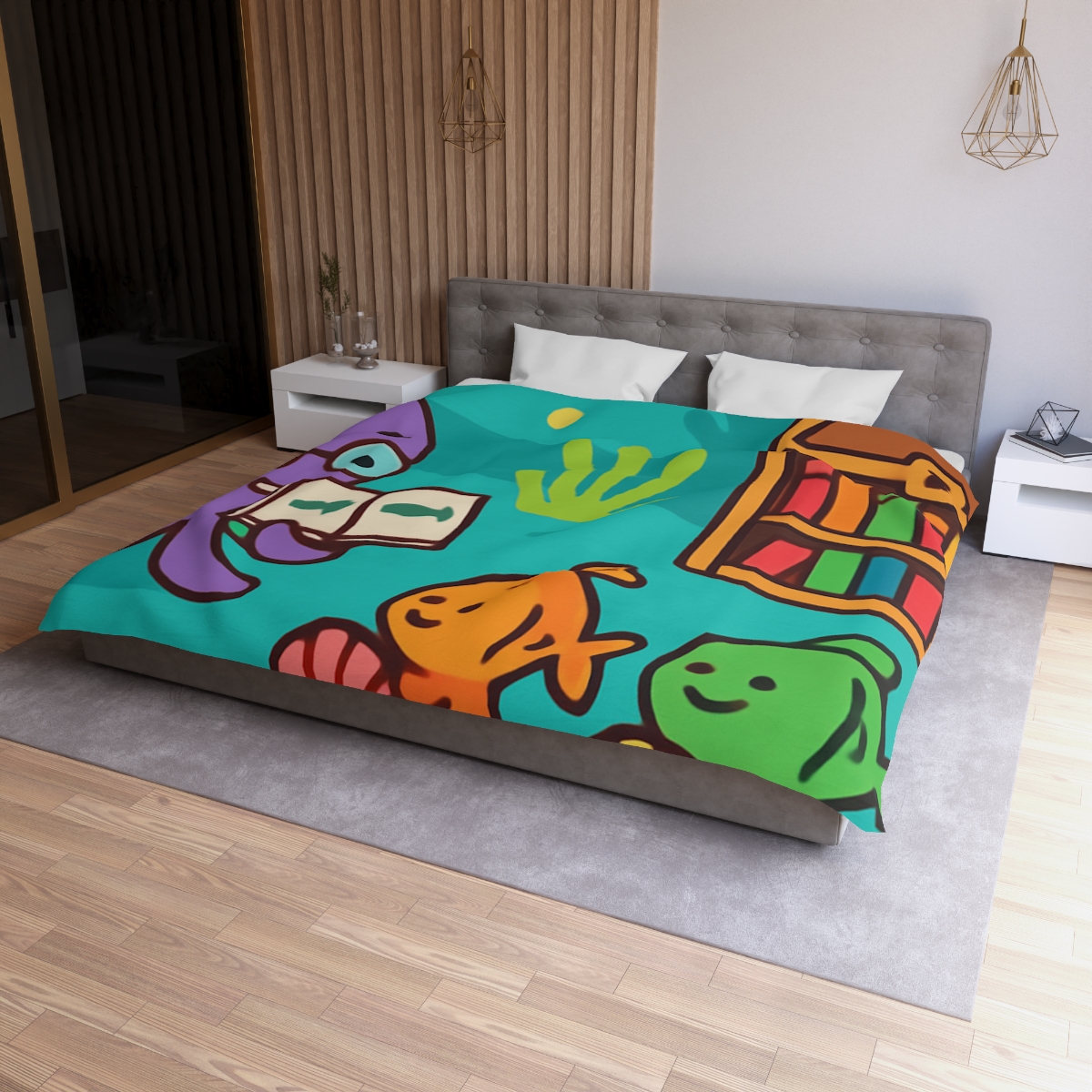 Coral Reef Library With The Octopus Librarian soft comforter duvets