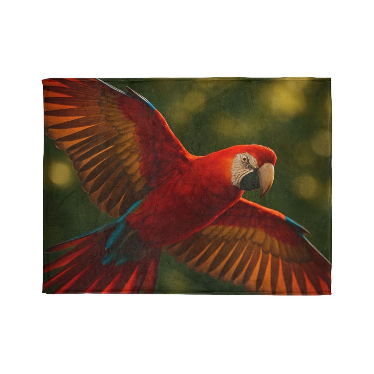 Scarlet Macaw Ember Flight soft fleece blankets