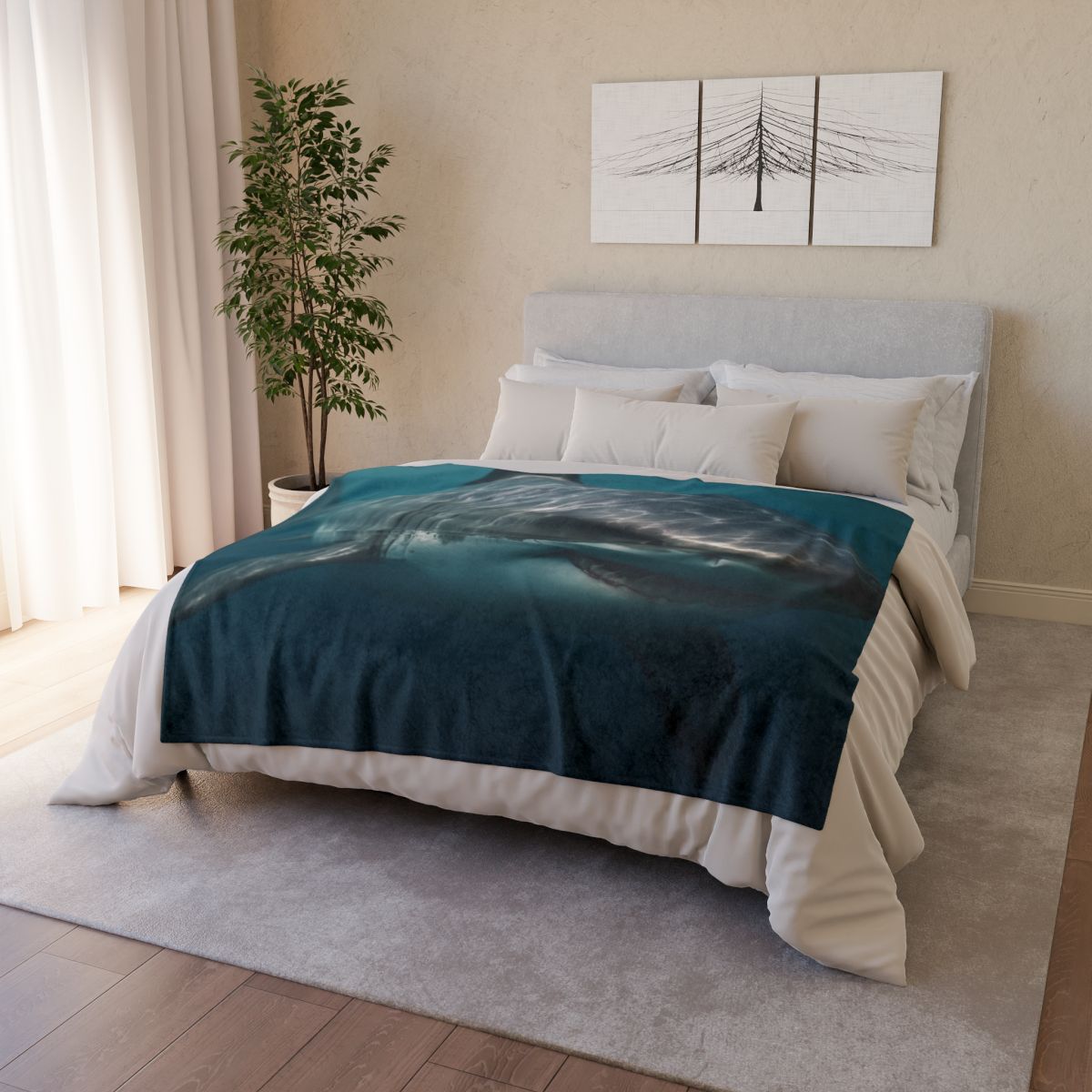 Silent Hunter Great White Shark designer printed blankets