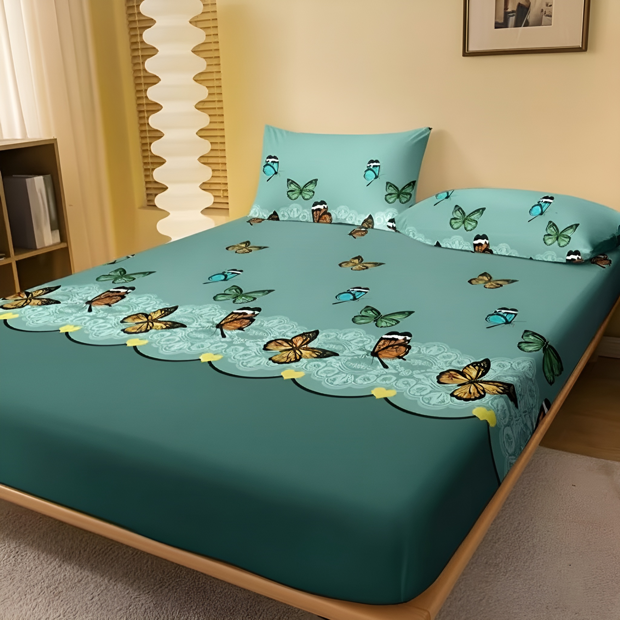 Comfortable Floral Design Fitted Bed Sheet For Bedroom