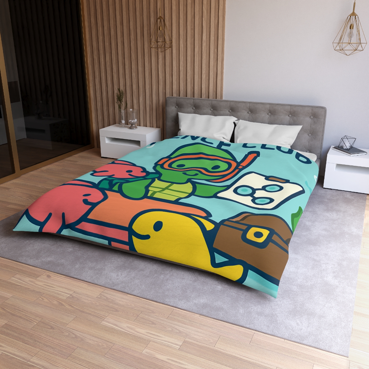 Coral Reef Science Club Turtle personalized bedding duvets