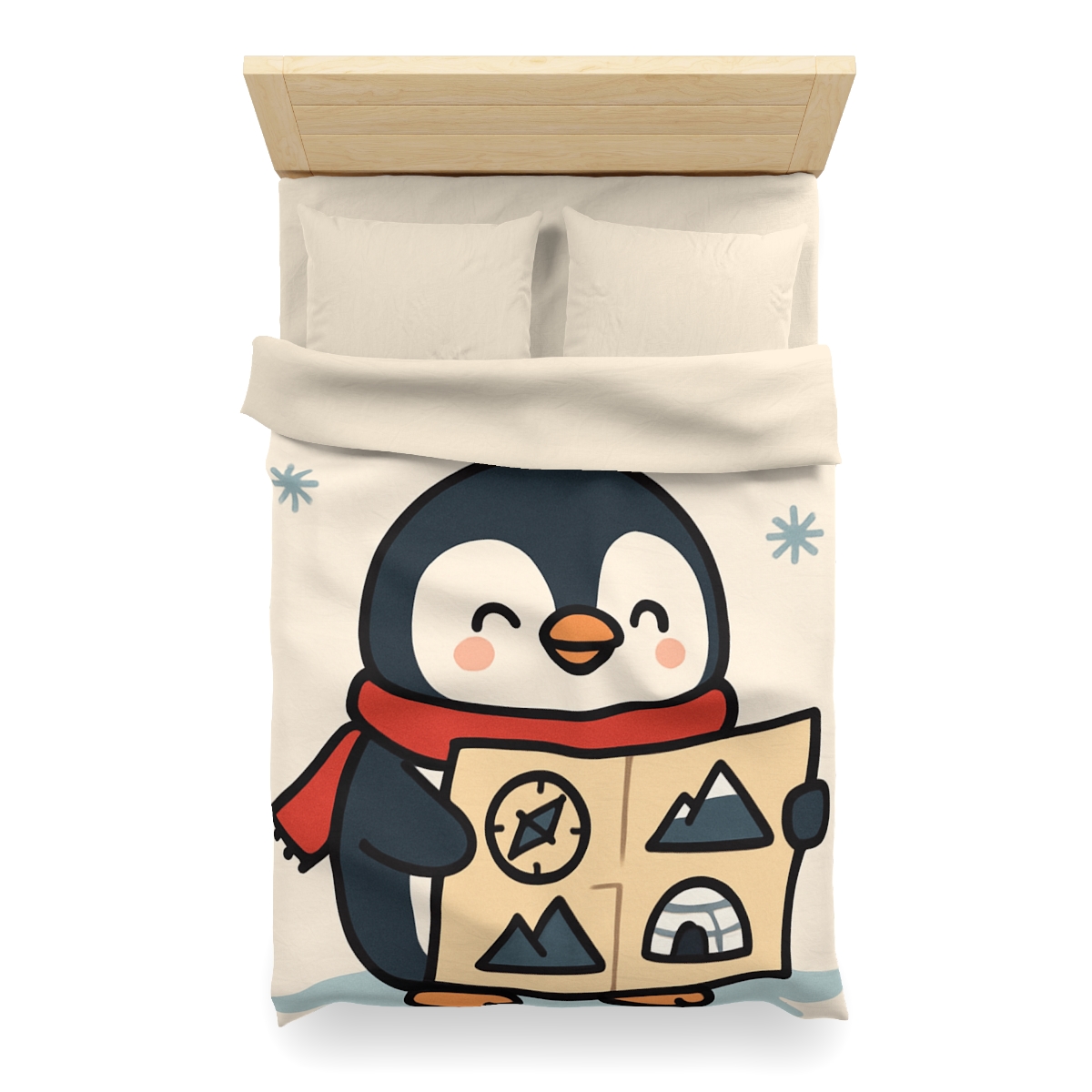 Polar Lights Penguin Map Quest designer printed duvets