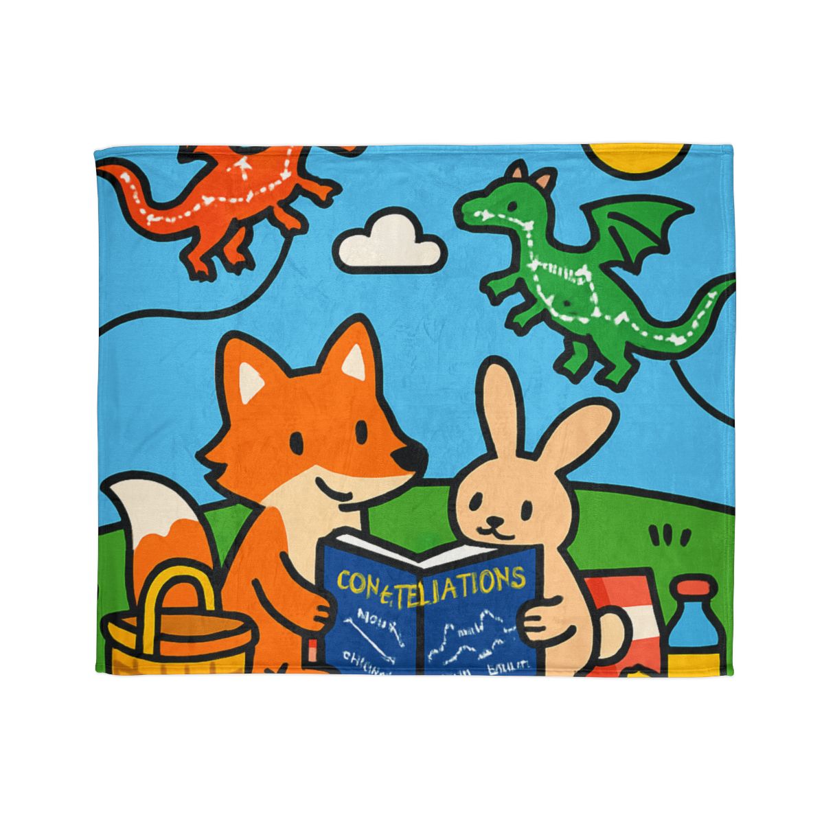 Sky Map Picnic With Dragon Kites trendy patterned blankets