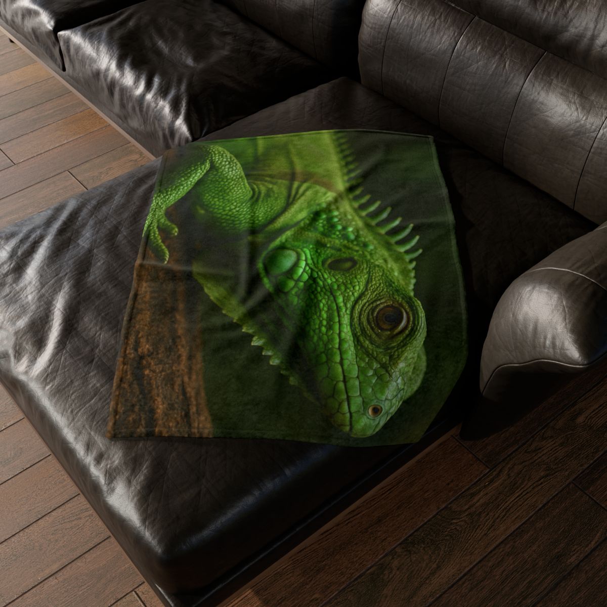 Green Iguana Sun Stillness designer printed blankets