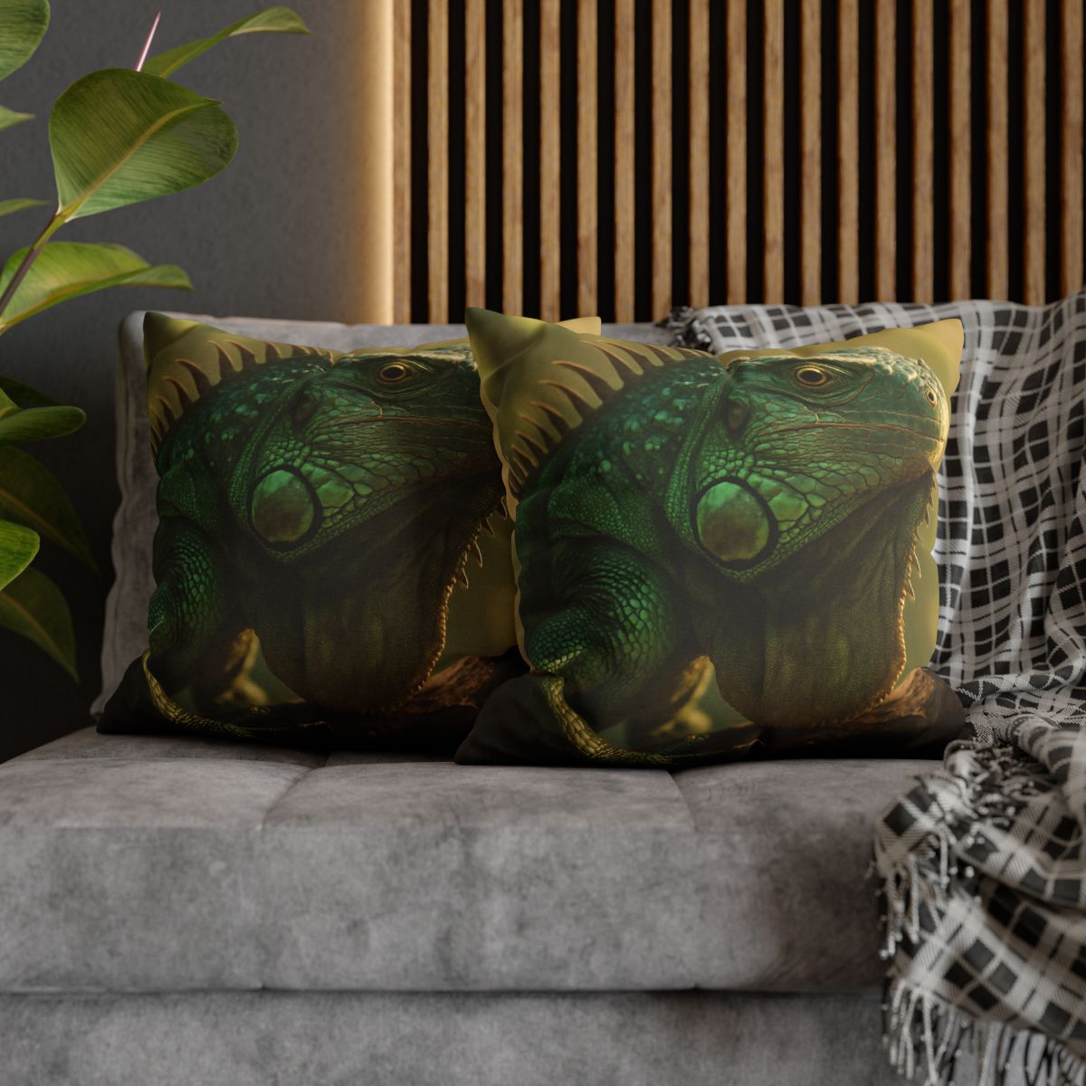 Sunlit Armor Green Iguana personalized pillow covers