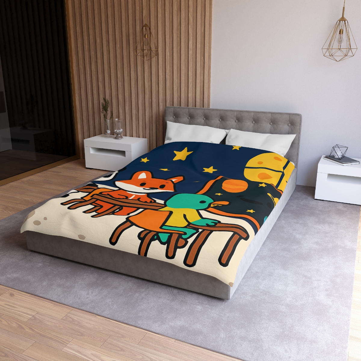 Space School For Curious Critters designer printed duvets