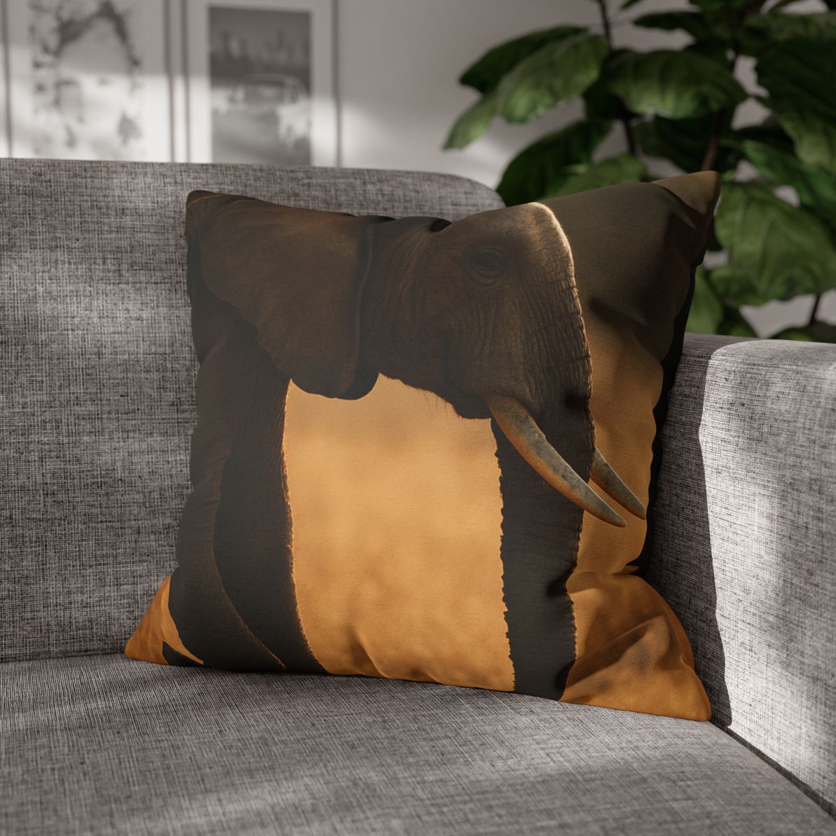 Gilded Horizon African Elephant soft cotton pillow cases