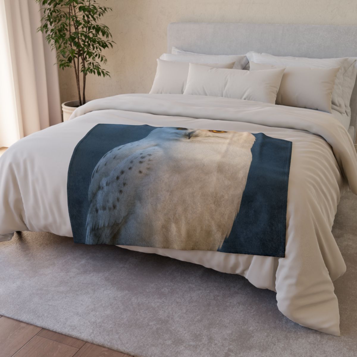 Twilight Watcher Snowy Owl soft fleece blankets