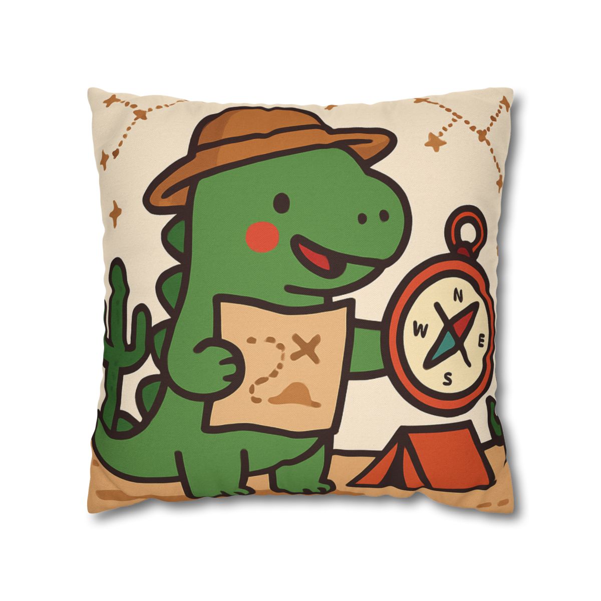 Desert Dino Map Quest With Compass And Constellations soft cotton pillow cases