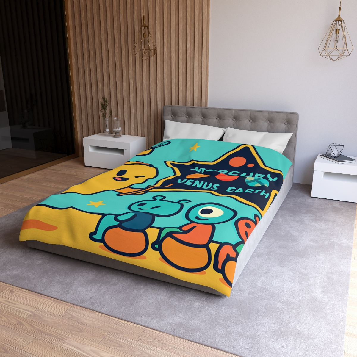 Comet Classroom On A Floating Asteroid unique patterned duvets