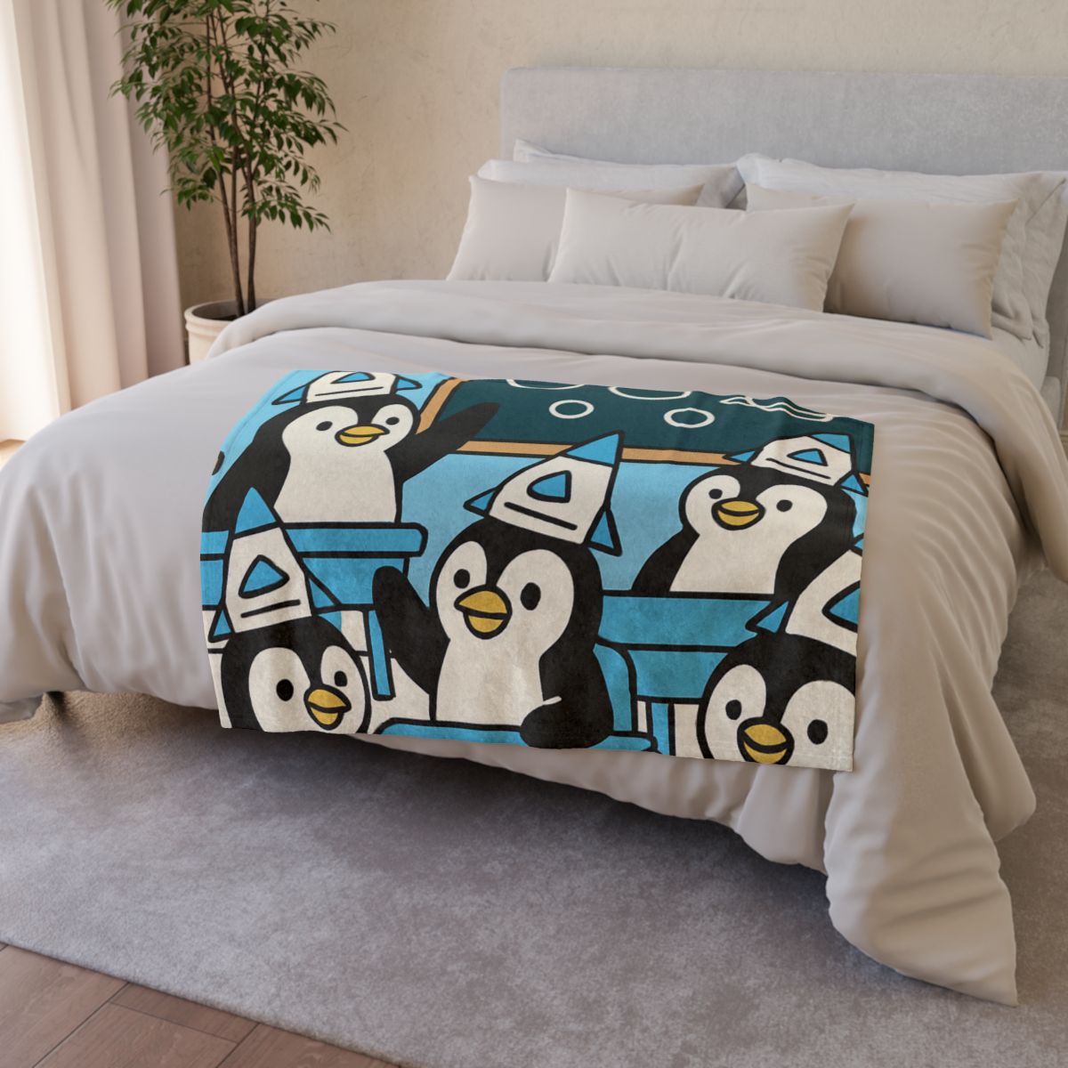 Rocket Penguin Class trendy patterned blankets